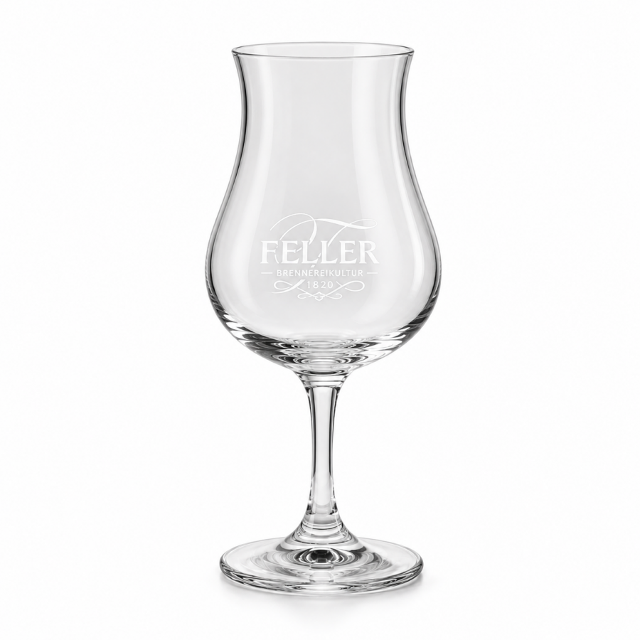 Feller Brand-Glas – mit edler Logo-Gravur kaufen | Brennerei Feller