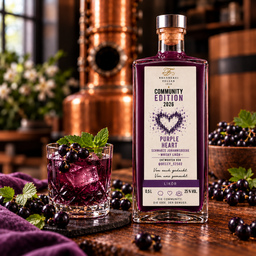 Schwarz. Johannisbeere Whisky Likör – Community Edition 2026 - 20% Vol. kaufen | Brennerei Feller